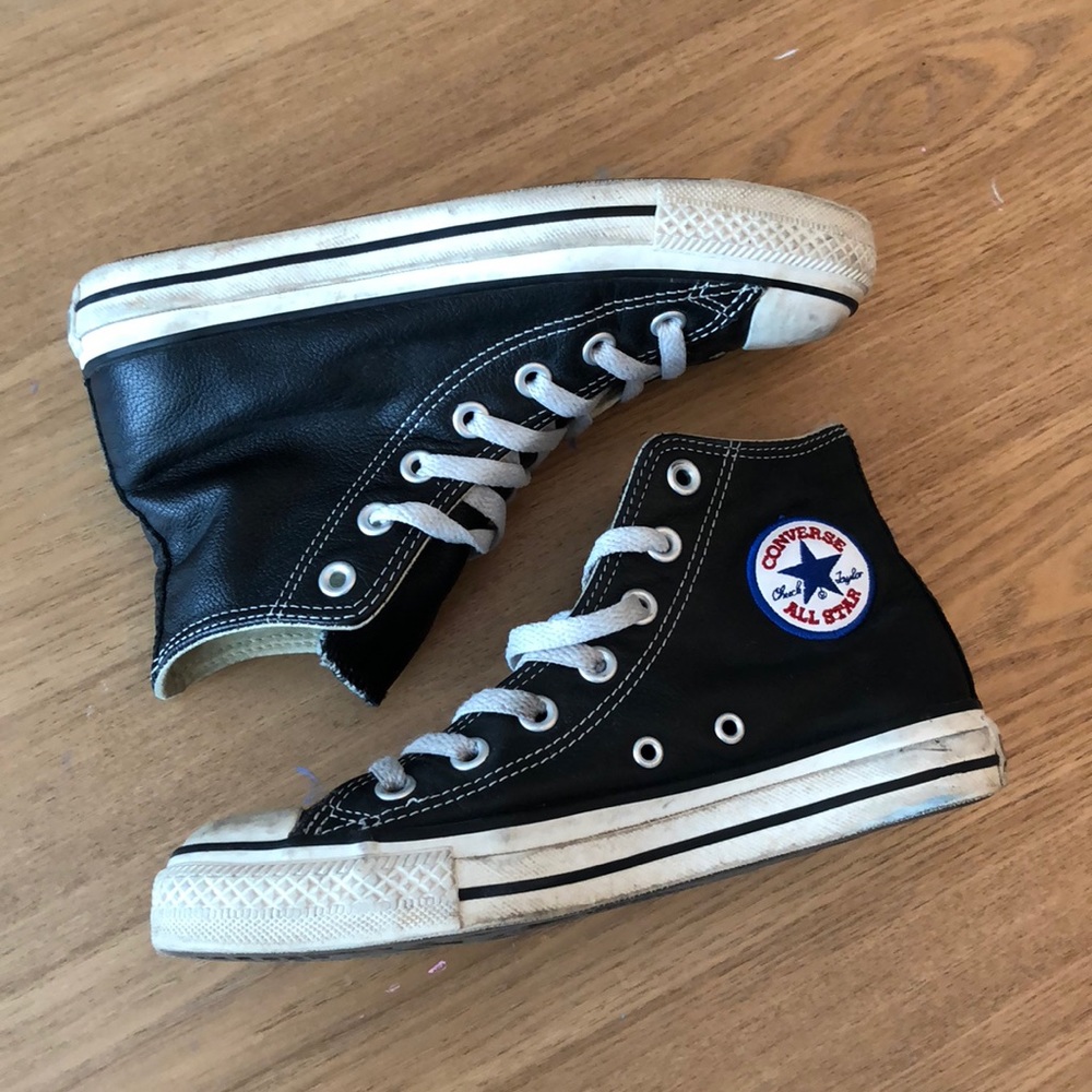 Leather high top converse